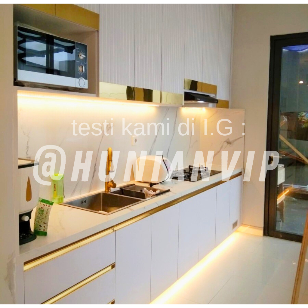 Kitchenset mewah full aluminium acp / backrop rak tv terpasang