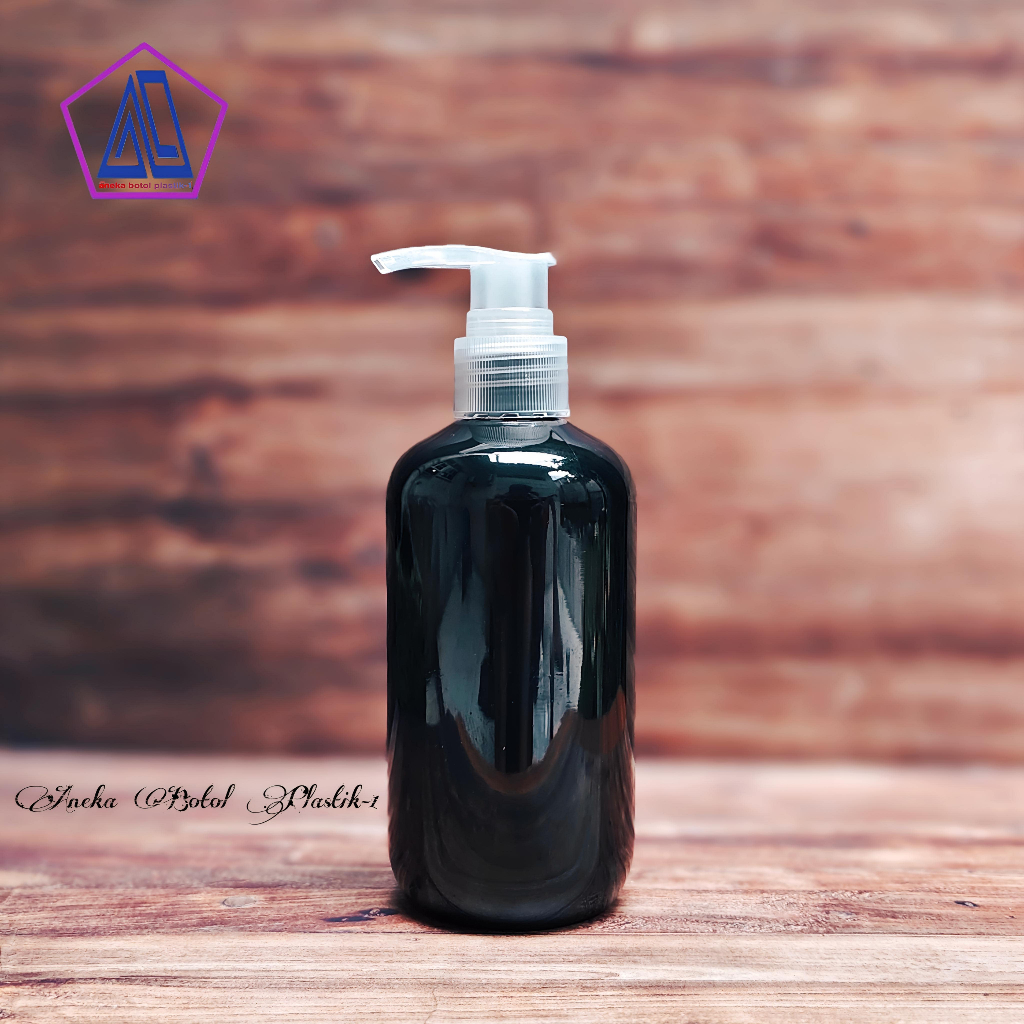 Botol Pump 250ml Hitam / Botol Kemasan Sabun Cair 250ml Pump Bening