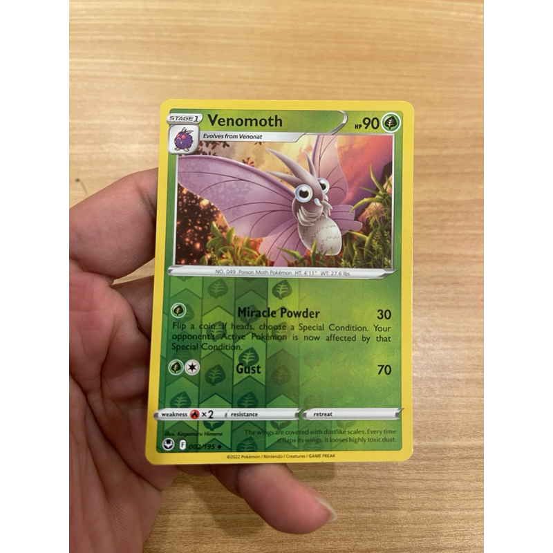 kartu pokemon original reverse holo venomoth 002/195