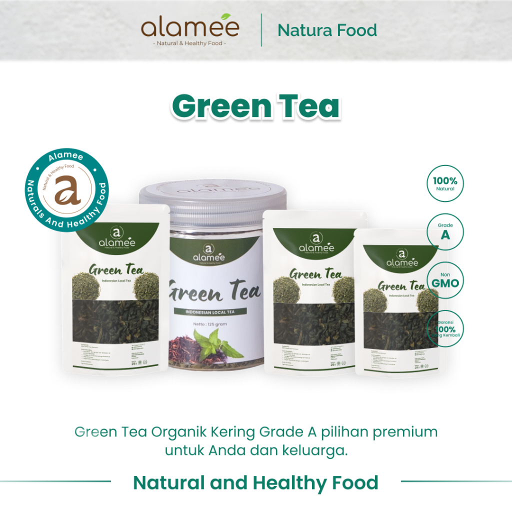 

ALAMEE Teh Hijau Green Tea Organic Kering Organik Greentea Minuman Herbal Premium