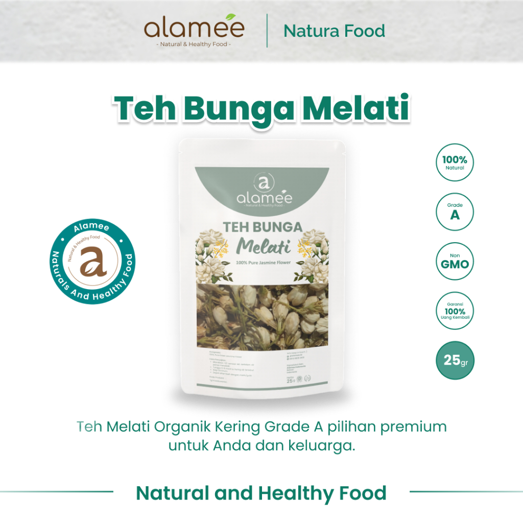 

ALAMEE Teh Jasmine Bunga Melati Dried Flower Tea Organik Jasmin Herbal Kering 25gr Premium