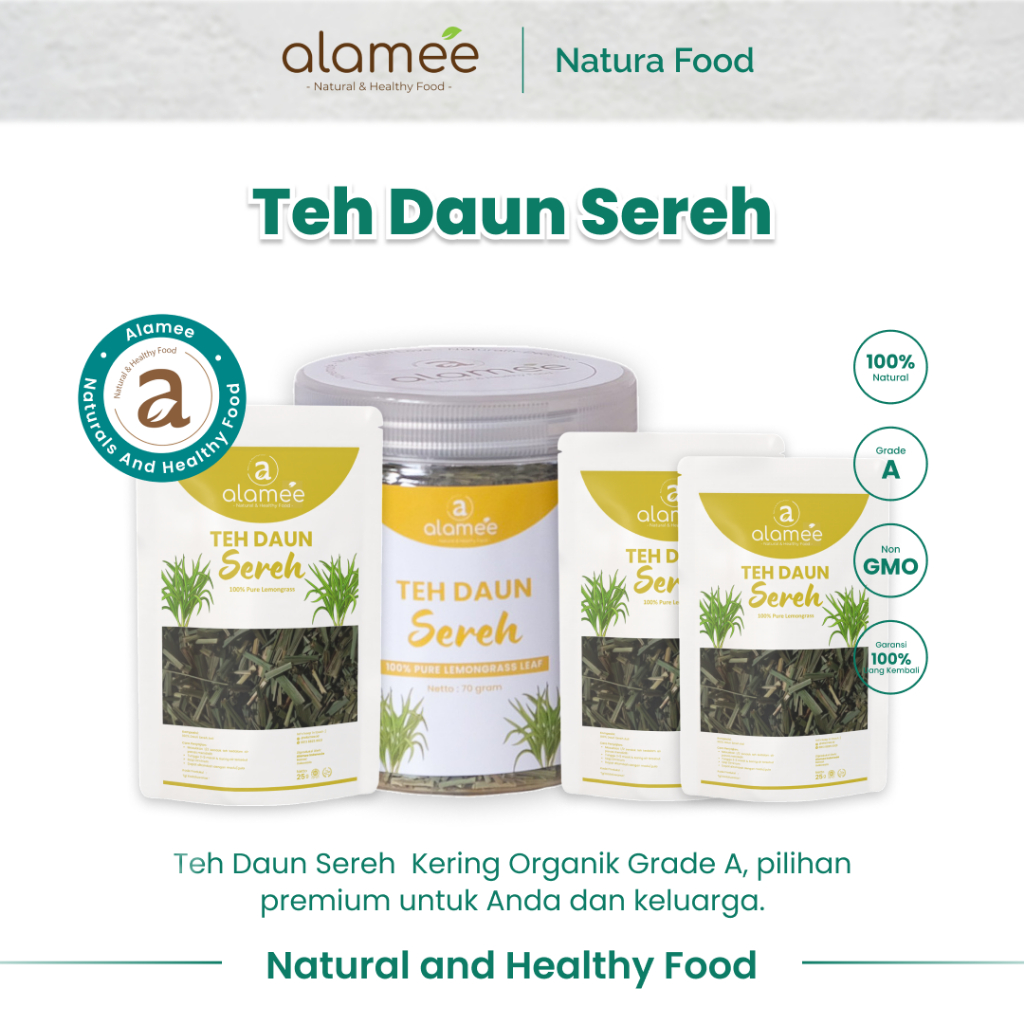 

ALAMEE Teh Sereh Lemongrass Leaf Tea Daun Organik Kering Dried Premium