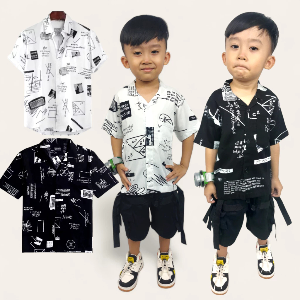 atasan anak laki laki kemeja lengan pendek motif baju anak laki laki bahan rayon umur 1-6 tahun keme