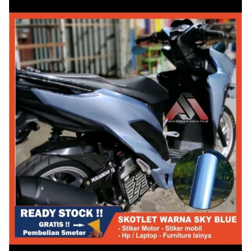 stiker skotlet motor warna sky blue dan ice blue glossy maxdecal G052 & G084