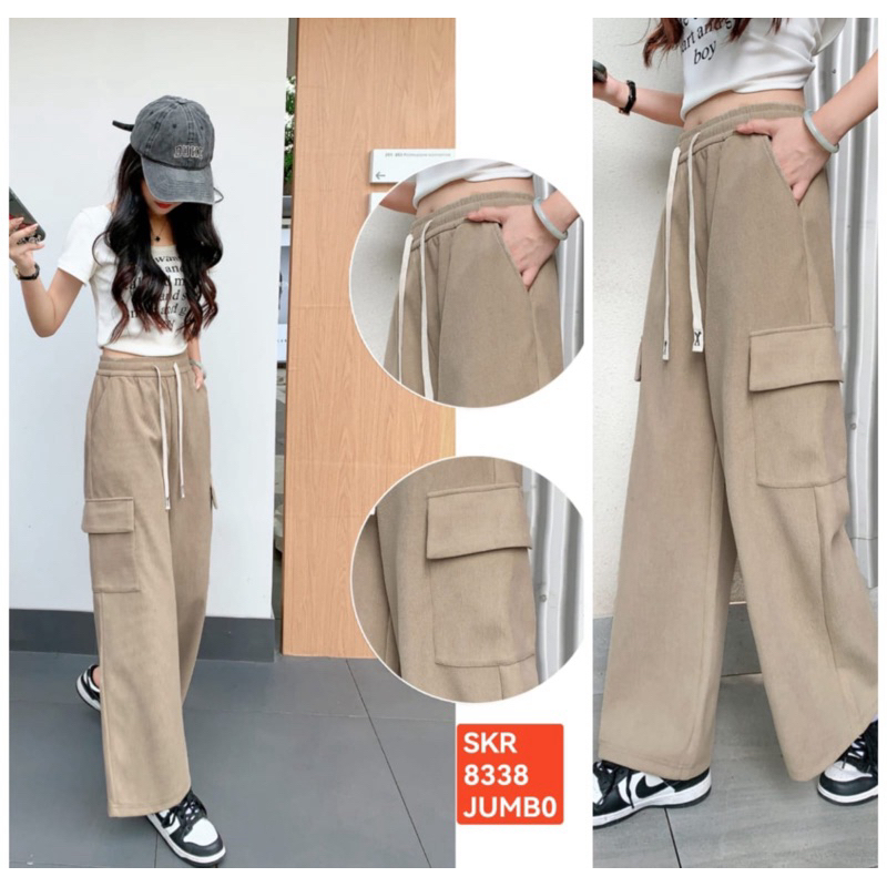 celana kulot kargo kodorai jumbo 8338 import / celana kulot cargo import / celana corduray kulot imp