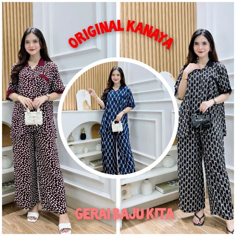 PIYAMA SET KANAYA/ONESET RAYON PREMIUM/ONE SET RAYON VISCOSE/SETELAN PIYAMA TANGAN PENDEK CELANA PAN