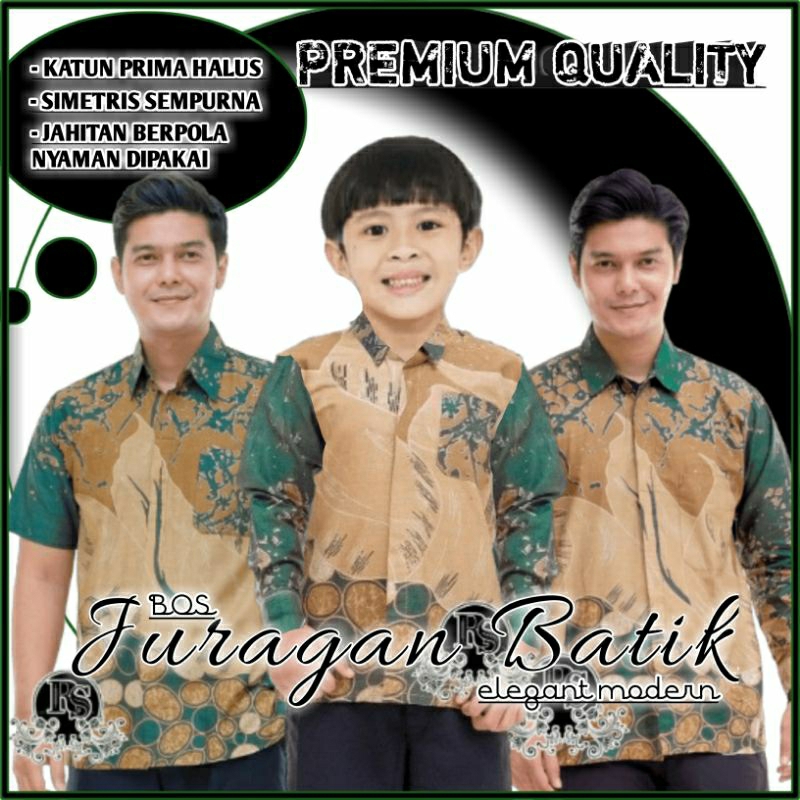 COD | Batik Ayah Dan Anak laki-laki - Couple Batik Ayah Dan Anak Cowok - Batik Anak Cowo Warna Hijau