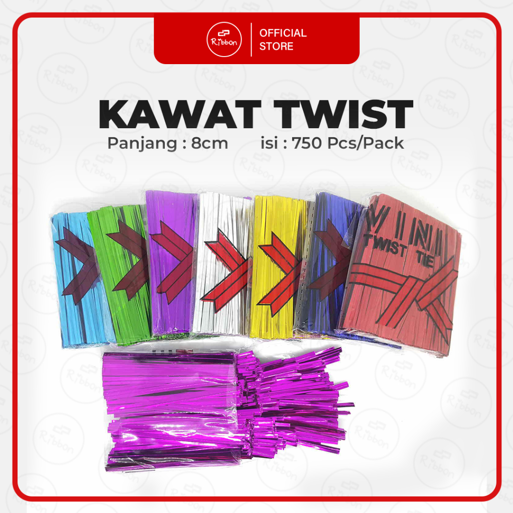 

Kawat Twist Potong 8CM isi 750pcs/bks Twist Tie 8 cm Pita Kilap Souvenir Lolipop Bingkisan Roti 8cm