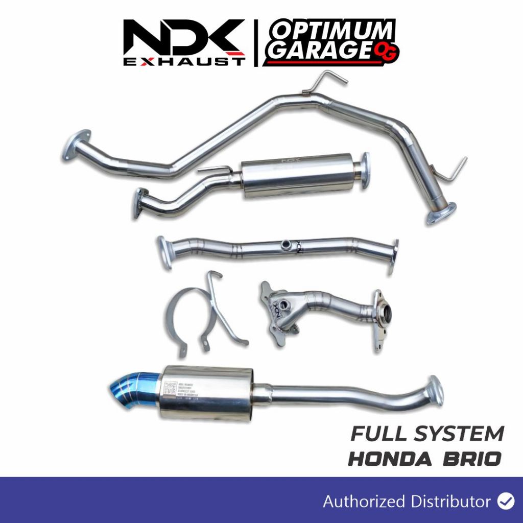 FULSET MOBIL BRIO  NDK EXHAUST MUFFLER DK-02V2 , RESONATOR  HOLD , BOLTON , DOWNPIPE AND FRONTPIPE