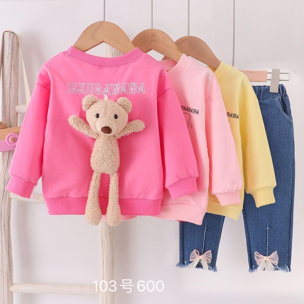 BAJU ANAK CEWEK SETELAN SWEATER BONEKA IMPORT