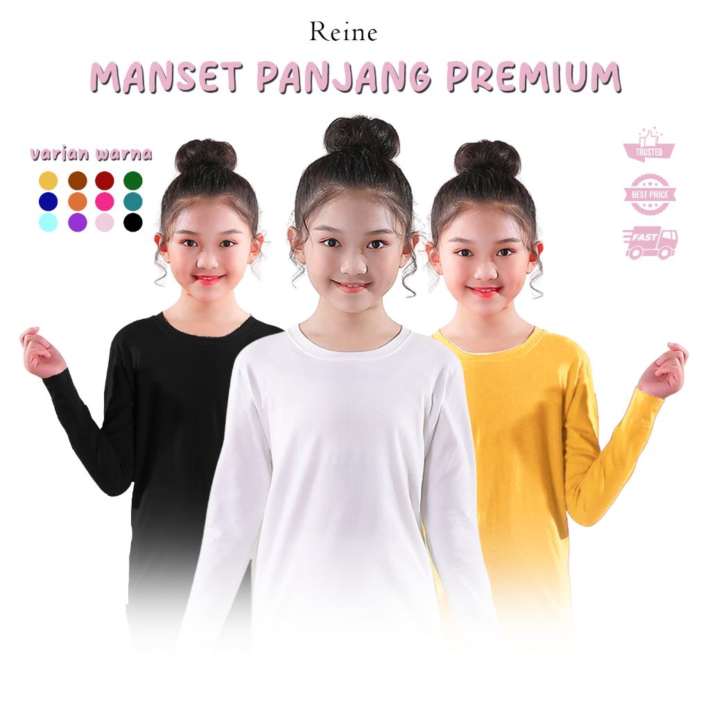 Reine - Manset Baju Anak Perempuan Usia 2 - 15 Tahun Spandek Premium - Manset Mangset Kaos Anak