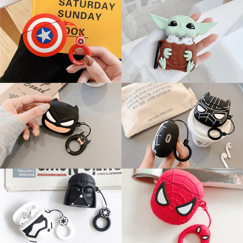 (feclowcase) Case Airpods Gen 1/2 Gen 3 Pro Inpods 12 i12 3D Karakter Superhero Case Airpods Marvel 
