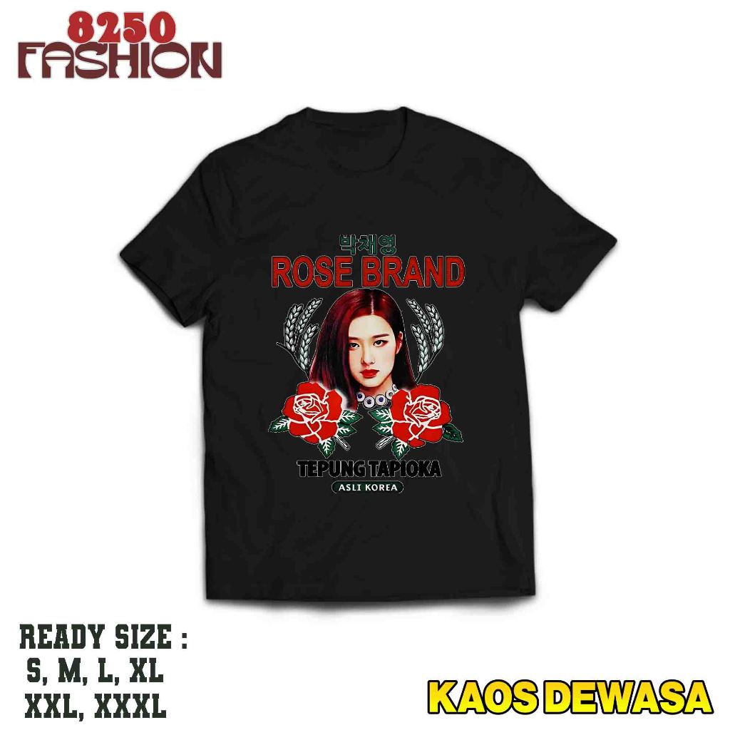 KAOS TEPUNG ROSE BRAND MEMBER BLACKPINK  - TSHIRT DISTRO DEWASA PLESETAN LOGO TERBARU