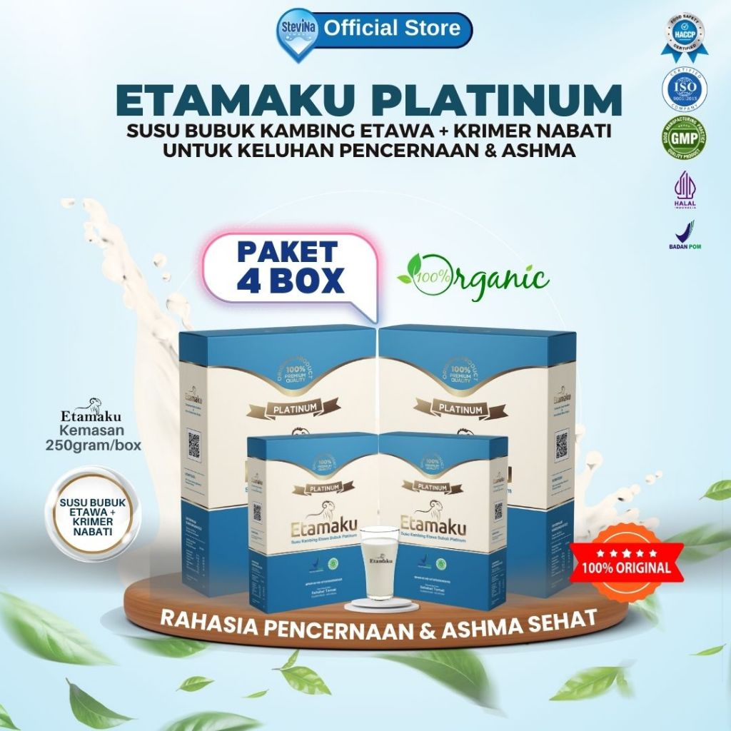 

Susu Etawa Etamaku Untuk Asam Lambung dan Pencernaan Susu Kambing Etawa 250gr Paket 4 box