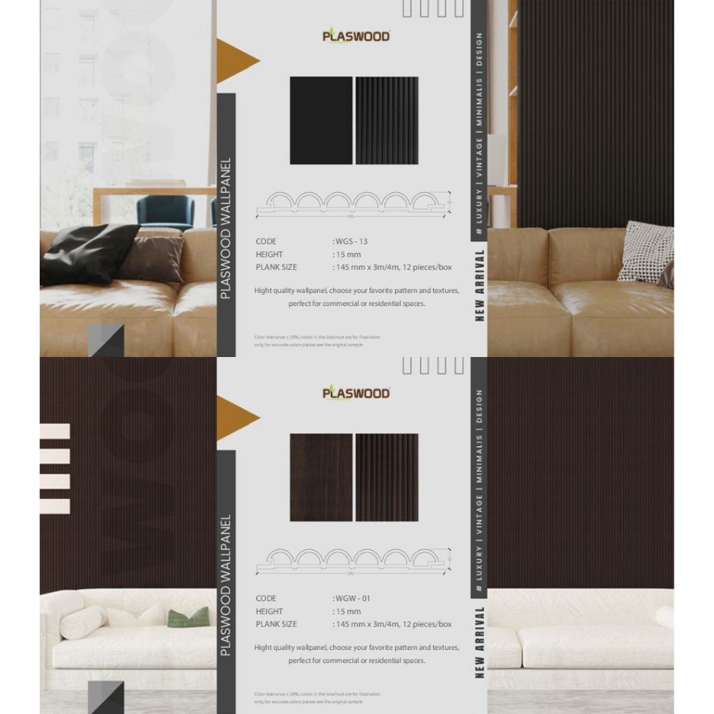 PLASWOOD WG series WPC Wallpanel indoor / wood panel dekorasi dinding panjang 3m & 4m