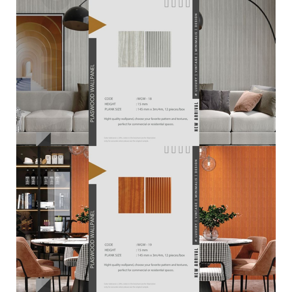 WPC Wallpanel PLASWOOD WG series / wood panel dekorasi dinding indoor panjang 3m & 4m