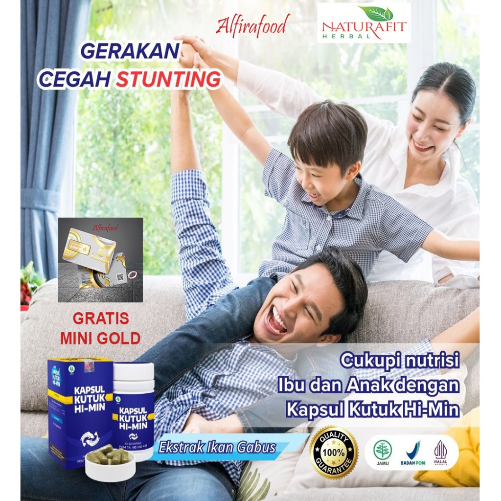 Naturafit  Vitamin Tumbuh Tinggi Anak Kapsul Kutuk HI-MIN isi 60 Ekstrak Albumin Ikan Gabus & Gamat