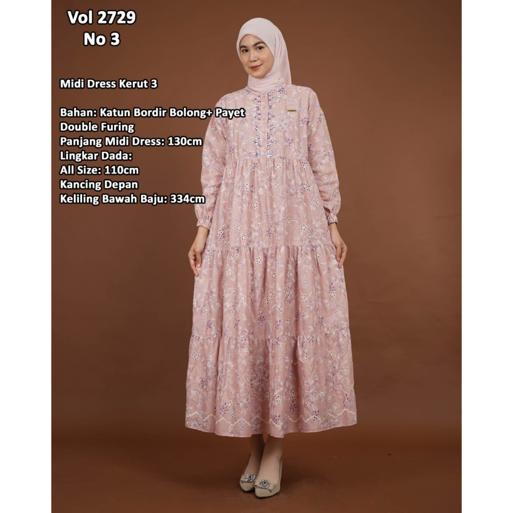 NMR by Namira midi dress gamis katbol katun bordir premium terbaru