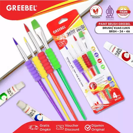 

TBMO GREEBEL KUAS LUKIS BRUSH PAINT SET ISI 4 BRSH-24-4A GB SCS
