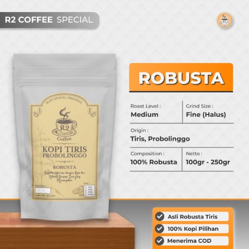 

R2 COFFEE - Kopi Robusta Tiris 100gr/150gr/200gr/250gr | 100% Kopi Murni