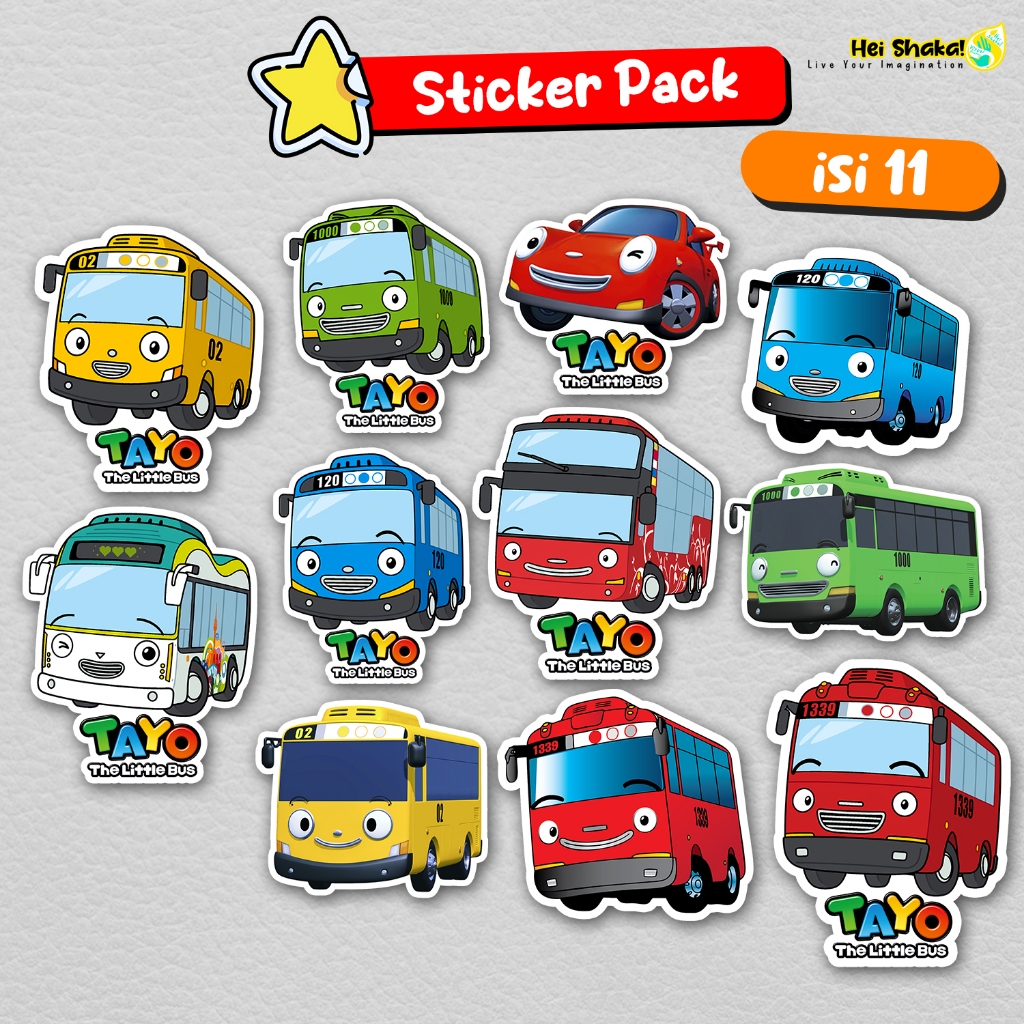 

Stiker Pack Tayo The Little Bus isi 11 pcs Paket Stiker Kartun Anak Bahan Vinyl Anti Air