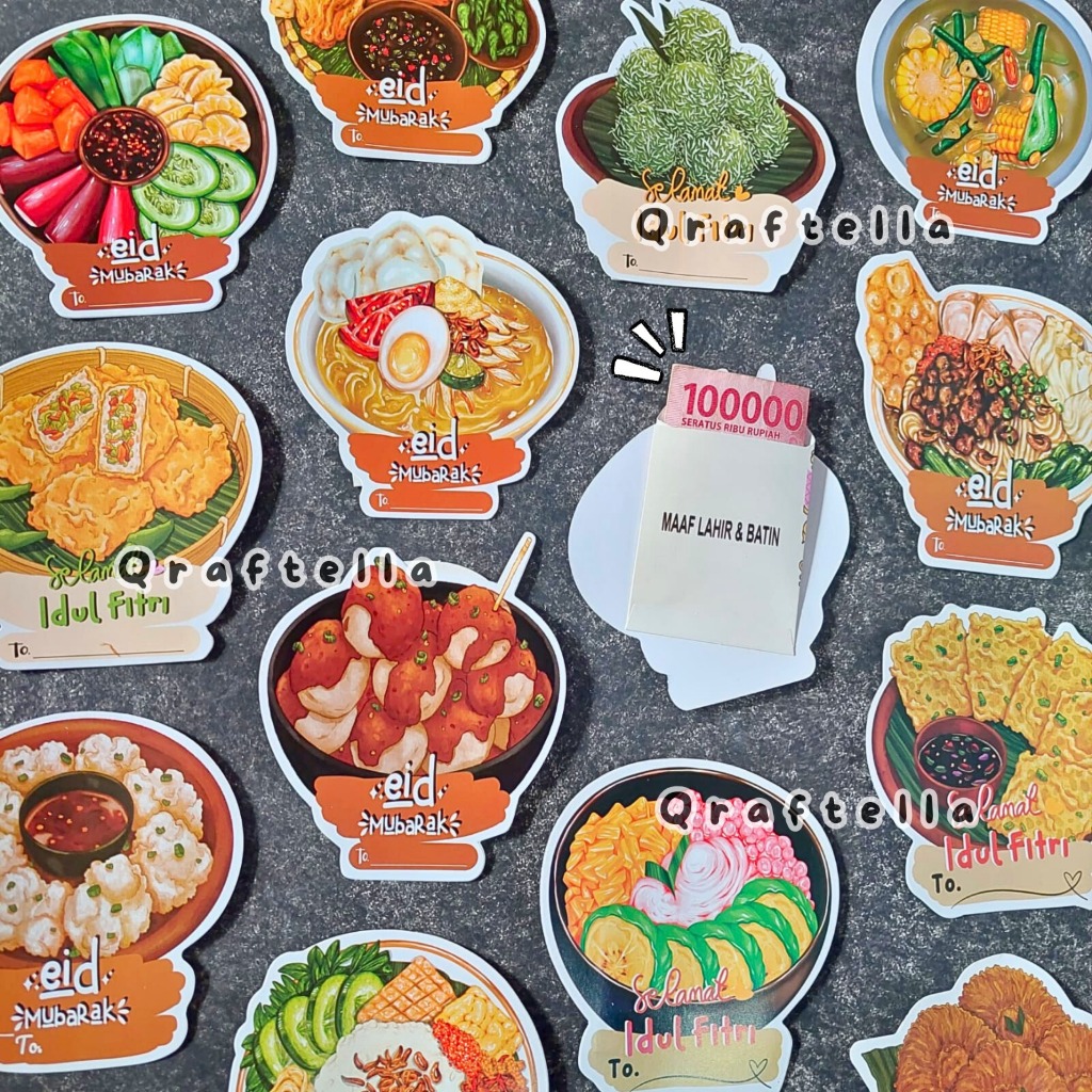 

(Isi 8pcs) Amplop Lebaran 3D motif Makanan Nusantara, Snack, Cromboloni VIRAL 2025 !!! Amplop Unik Estetik || Amplop Idul Fitri || Angpau lebaran
