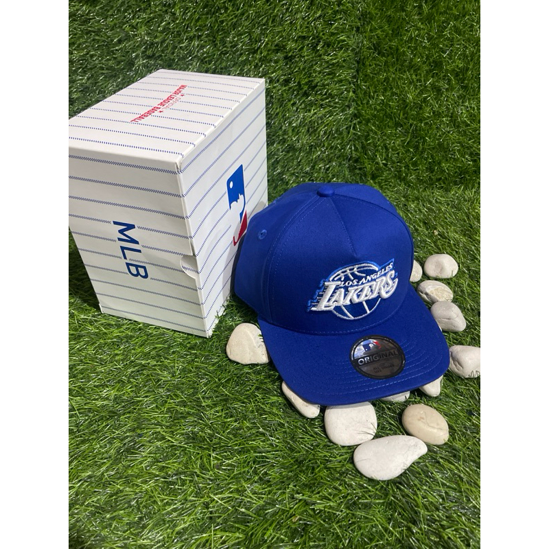 Logo Lakers Biru Putih Bahan Biru Topi Premium MLB