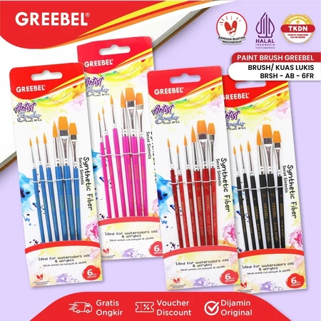 

TBMO GREEBEL KUAS LUKIS BRUSH PAINT SET ISI 6 BRSH-AB-6FR GB SCS