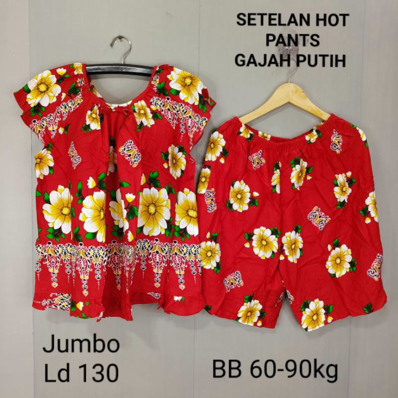 Setelan Imlek Hot Pants Gajah Putih Ld 130 jumbo