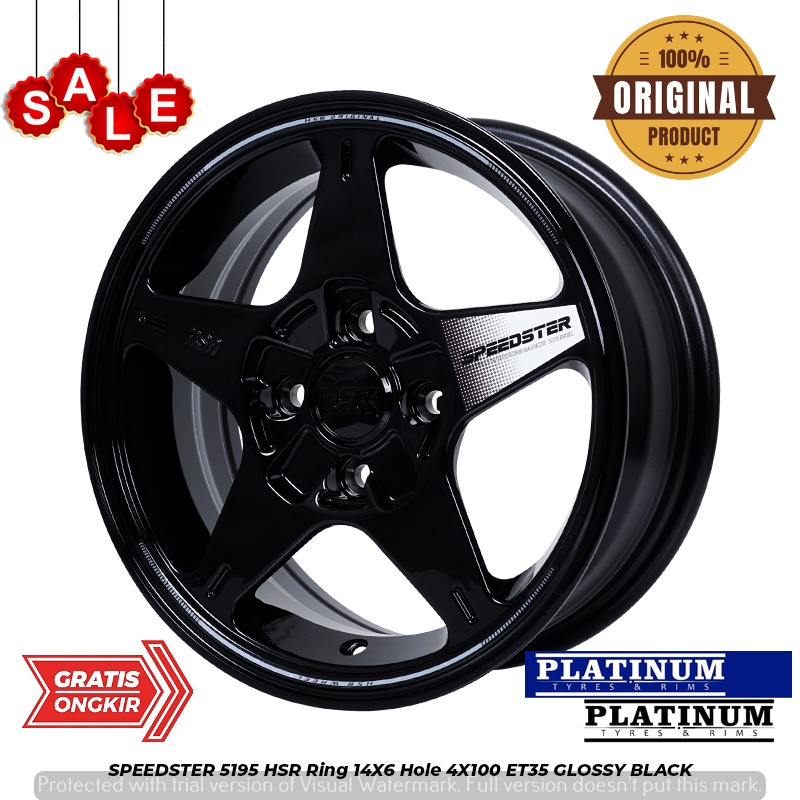 VELG MOBIL HYUNDAI AVEGA RING 14X6 HSR SPEEDSTER PALANG 6 GLOSSY BLACK