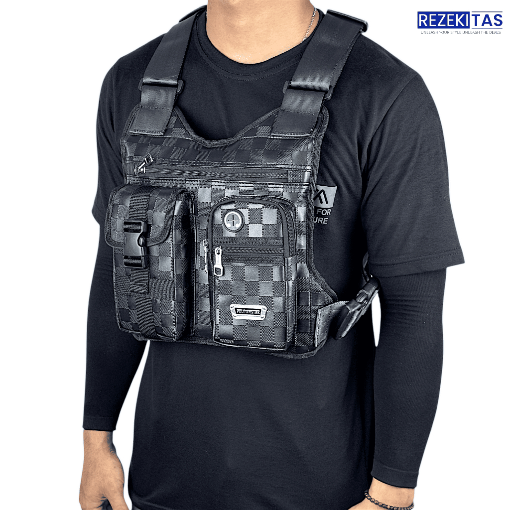 Tas Dada Polo Amstar Bahan Kulit PU Tas Selempang Dada Rompi