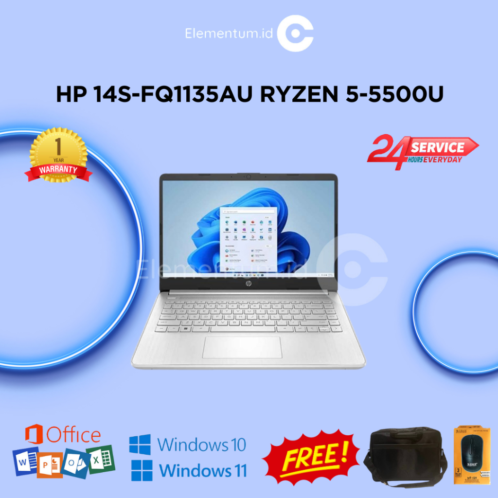 LAPTOP HP 14S-FQ1135AU RYZEN 5-5500U | RAM 8GB 512GB SSD 14" IPS