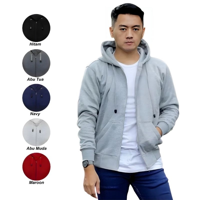 Jaket Hoodie ZIPPER Pria Dewasa Cowok Polos Jaket Hoodie Polos Zipper Cowok Pria Premium