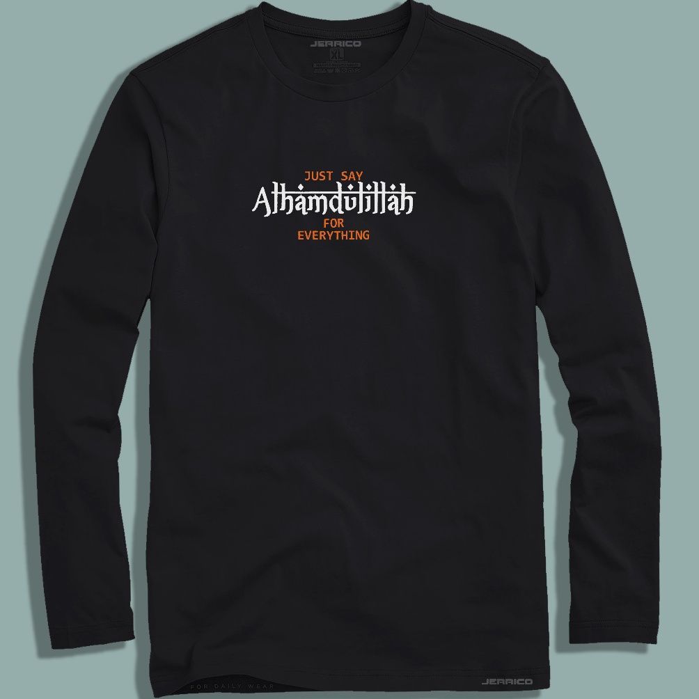 New Stock Jerrico Tshirt motif Alhamdulillah  Kaos Distro Lengan Panjang  Pakaian Pria dan wanita de