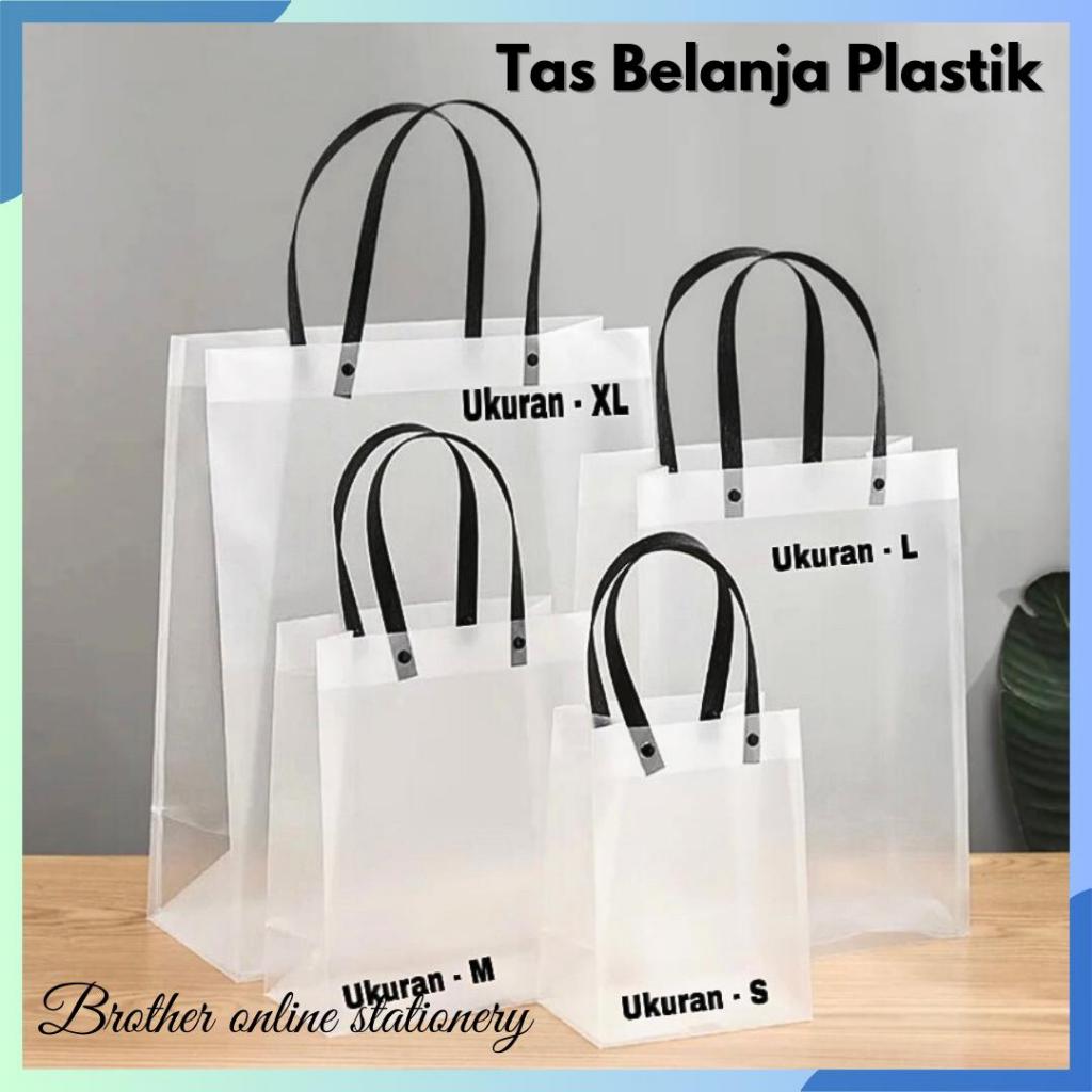 

BOS Hand Bag Plastik Putih Transparan / Goodie Bag Jinjing Tenteng / Tas Hampers Souvenir