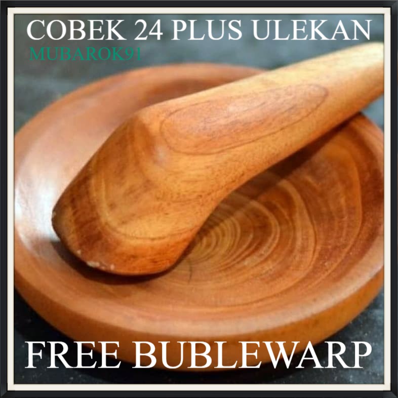 Cobek Kayu + Ulekan Cobek Coet Kayu Asli 1 Set