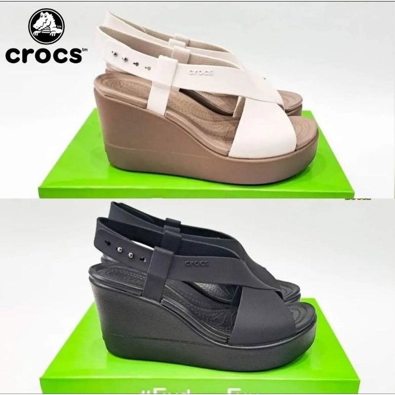 Crocs Brooklyn High Wedges Tali / sandal Wanita Crocs NEW Brooklyn high Wedges