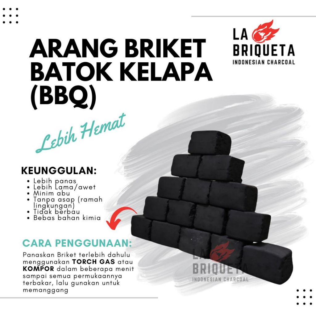 

10 KG LA BRIQUETA ARANG BRIKET KELAPA BBQ LEBIH HEMAT