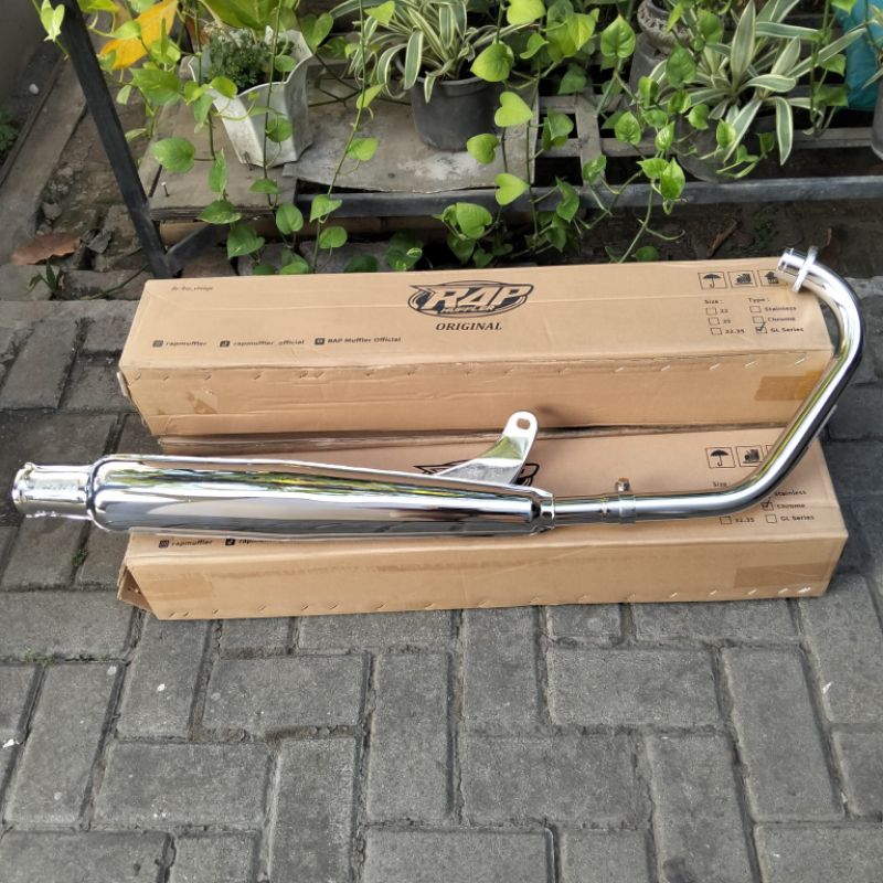 KNALPOT CORBI PLOR CHROME KNALPOT CB CORBI ORIGINAL RAP MUFFLER LEHER 32 35 & 35 rata