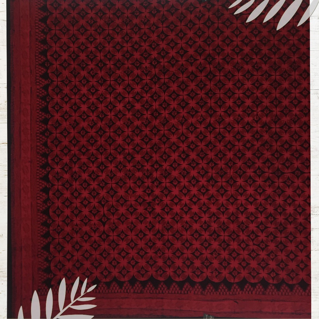 Batik jambi Motif rangkai merah | dasar bahan baju (Panjang.2m Lebar.105cm)