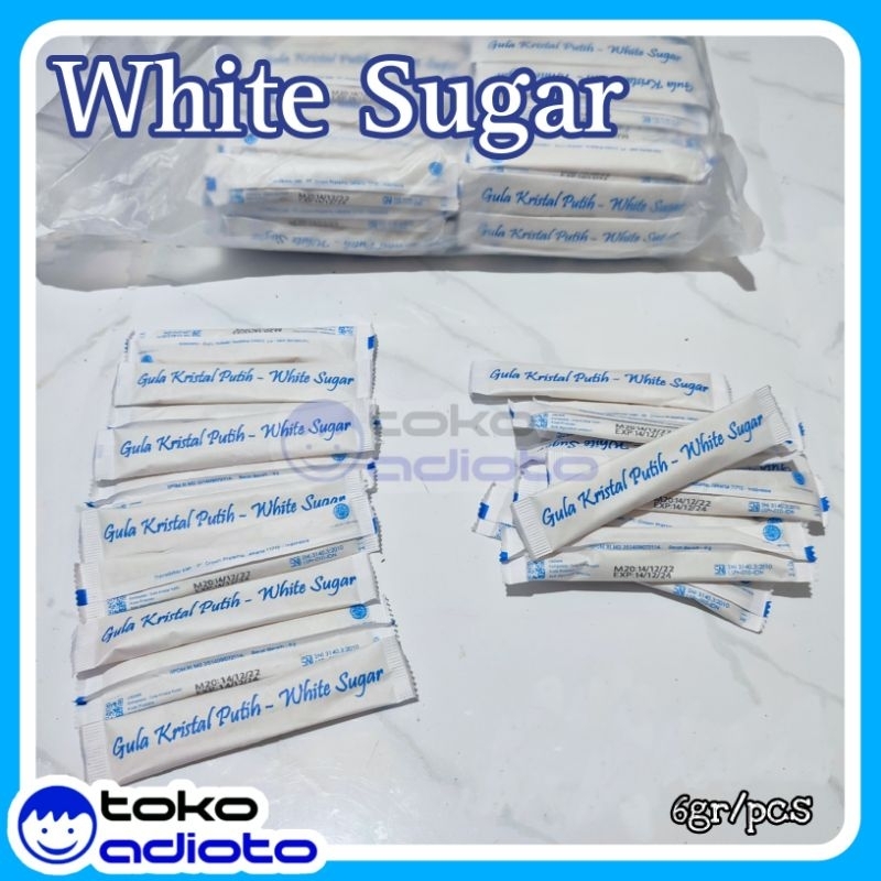 

Gula Kristal Sachet 6gr / White Sugar / Gula Putih / Gula Pasir / Gula Kemasan / Gula Hotel / Gula Cafe