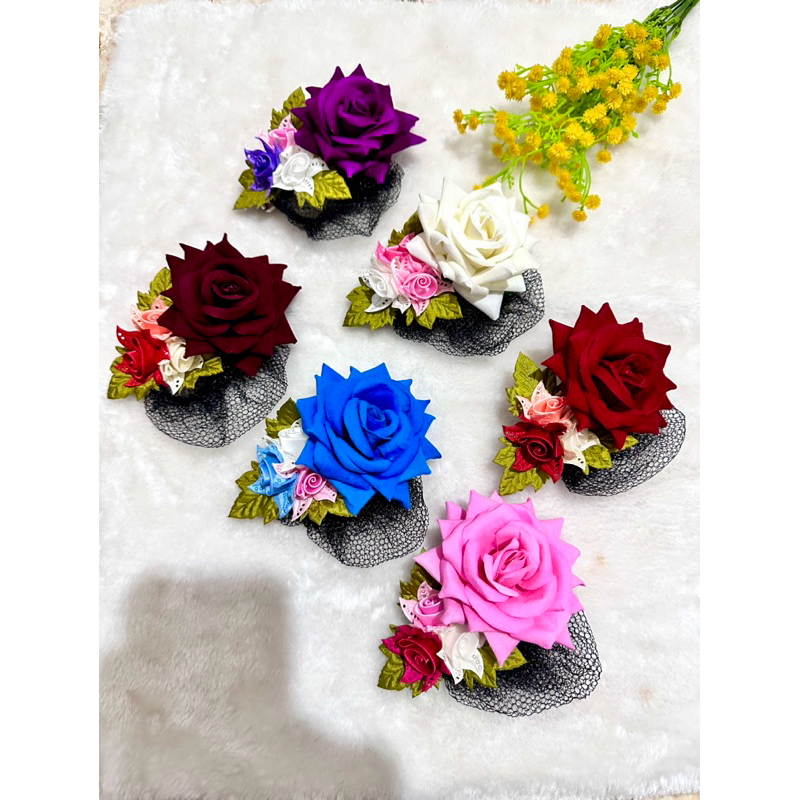 Jepit Hairnet Mawar Beludru / Jepit Arnet Rambut Bunga / Jepit Sanggul Bunga Mawar / Jepit Mawar Blu