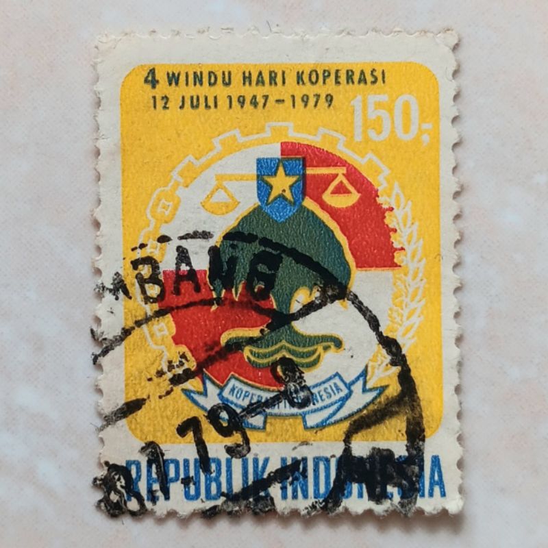 

(AD) Perangko Indonesia 1979 4 Windu Hari Koperasi Indonesia Single Set Used