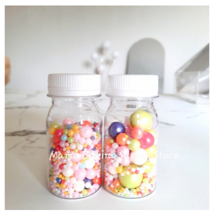 

Edible Sprinkle MIX PEARL MIX COLOR Mutiara CAMPUR Topping Decor -+50g