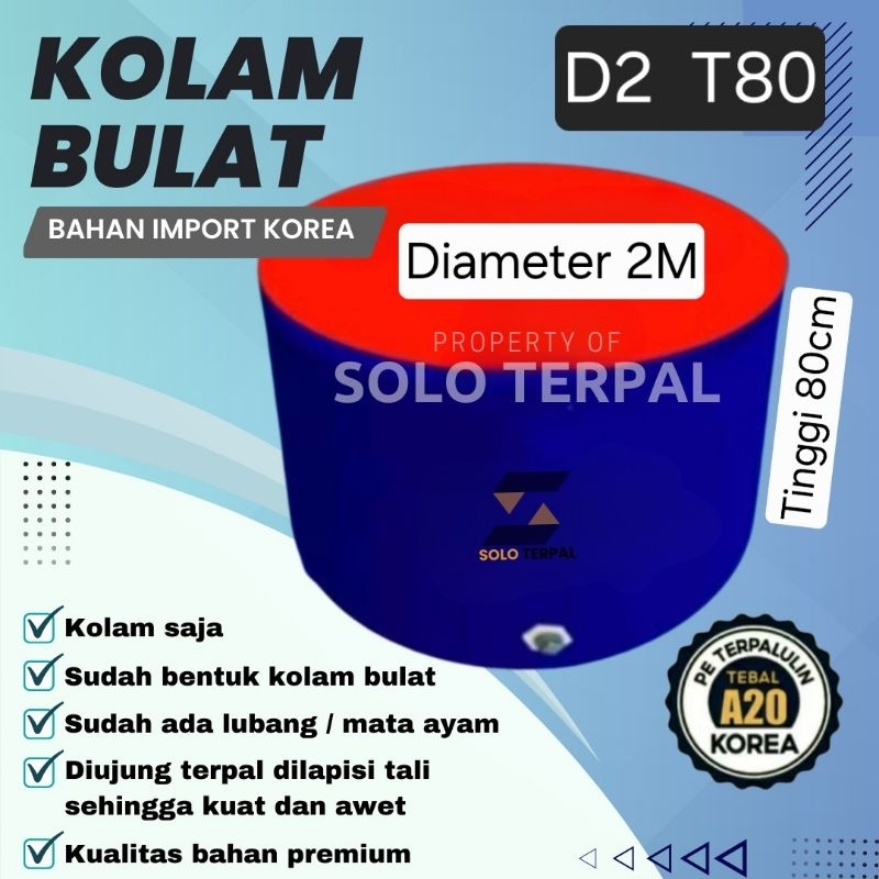 Terpal Kolam Terpal Kolam Terpal ikan Bulat A20 Diameter 2 Meter Tinggi 1 Meter / Kolam terpal Bulat