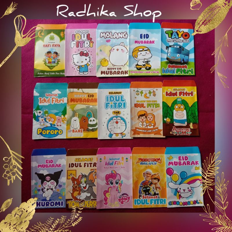 

Amplop lebaran kertas medium isi 10 seri kartun