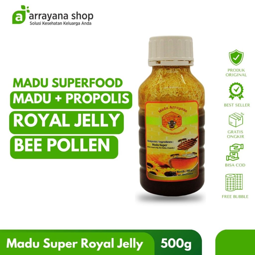 

Madu Royal Jelly Bee Pollen Propolis | Super Foods Alami 500g