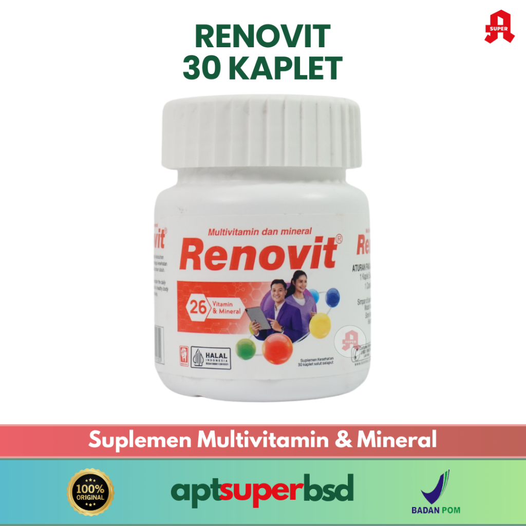 Renovit Multivitamin & Mineral - 30 Kaplet - Suplemen Multivitamin & Mineral Terlengkap