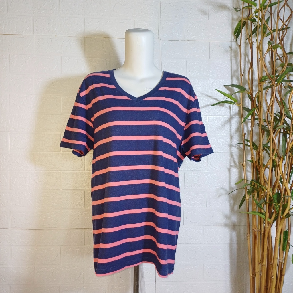 KAOS GAP STRIPE, SIZE L (SECOND BRANDED) NAVY + PINK, TS0508