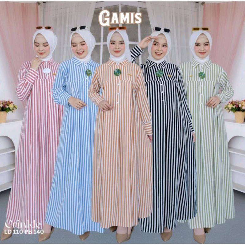 GAMIS JUMBO BAHAN CRINKLE ALEVA PREMIUM MOTIF SALUR